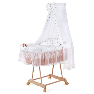 Imagen de WALDIN Cuna Moisés, XXL, 9 Colores a Elegir,Blanco/Gris Estrellas