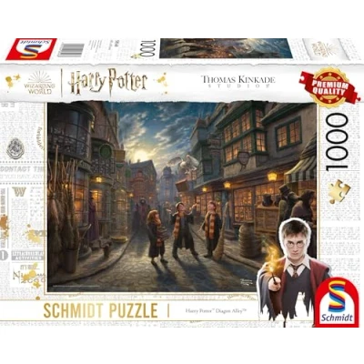 Imagen de Schmidt Spiele Puzle de 1000 Piezas, Diagon Alley, Thomas Kinkade, 58548 Wizarding World, Harry Potter, Multicolor