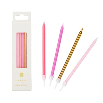 Imagen de Talking Tables Velas de cumpleaños para decoración tartas, color oro rosa, pastel, 10 cm, paquete 16