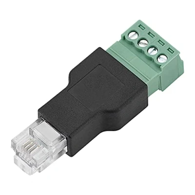 Imagen de Vbestlife Conector Ethernet RJ11 6P4C Adaptador RJ45 para Cable de Red Macho a Tornillo 4 Pines