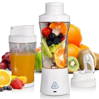 Imagen de Smoothie Maker to go Bianco, 700 ML Batidora portátil, Mini Licuadora, Minibatidora con Cuchilla de Acero Inoxidable 6 Puntas, Multifunción, (Blanco)
