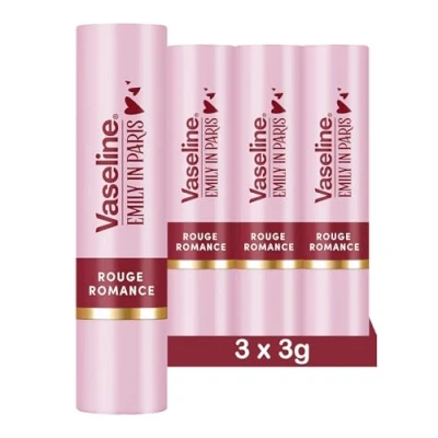 Imagen de Vaseline x Emily in Paris Parisian Pink Bálsamo Labial Hidratante Barra Edición Limitada (Lote de 3 Rouge Romance)