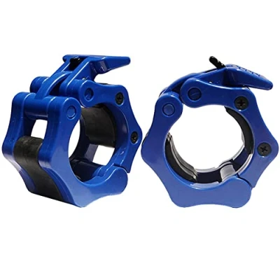 Imagen de Abrazaderas de Barra olímpico Bloqueo Giro Collares con Pesas Clips Levantamiento Bar Cerrar Llave Hebilla 1 par 50 mm (Azul)