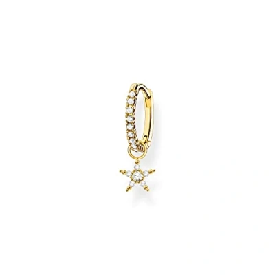 Imagen de THOMAS SABO Pendientes de Aro Simple con Colgante Estrella en Plata Chapada Oro CR707 414 14, Amarillo