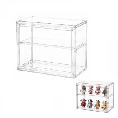 Imagen de Siyecioa Vitrinas para Colecciones Vitrina Cristal Expositora Metacrilato, Caja de Exhibición Acrílico Transparente, Muñecas con Puerta Figuras Coleccionables(27x22x13cm)