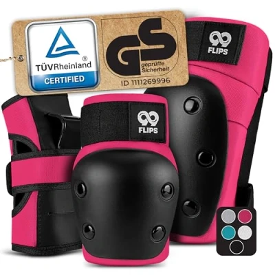 Imagen de 99FLIPS Protecciones Patines Adulto y Jóvenes Skate Set 4 Ruedas como Equipo de Protección Skateboard en Linea Dive Talla M Morado