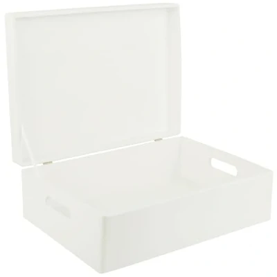 Imagen de Creative DECO XL Blanca Grande Caja Madera Decorativa Almacenaje con Tapa y Asas 40 x 30 14 cm (+/ 1cm) Cofre Navidad Decorar Regalo Decoupage Juguetes, Documentos, Objetos, Herramientas