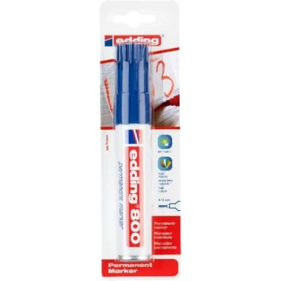 Imagen de edding 800 marcador permanente azul 1 rotulador punta biselada 4 12 mm para marcas llamativas resistente al agua, secado rápido, indeleble cartón, plástico, madera, metal, vidrio
