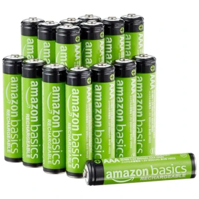 Imagen de Amazon Basics Pilas recargables AAA Alcalina (paquete de 16), 800 mAh, precargadas