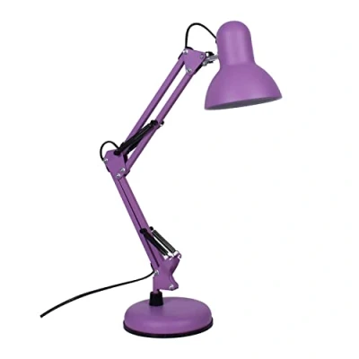 Imagen de BEL AIR HOME Lámpara de Escritorio LED Articulada Flexo Antigona Diseño Vintage Retro Altura Ajustable 34 67 cm Metal Resistente Ideal para Oficina y Hogar, (MORADO MATE)