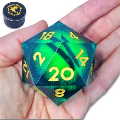 Imagen de Power Beast Dungeon Dado Gigante D20 de 55mm con Ojo Dragon Giratorio, Grande para Dungeons and Dragons, Dados Poliedricos, rol, D&amp;D, Dragones y Mazmorras, DND, Pathfinder.