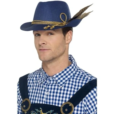 Imagen de Smiffys Sombrero auténtico da festa, Azul, con pluma