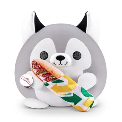 Imagen de Snackles Series 1 Wave 2 Husky (Subway), Surprise Medium Plush, Ultra Soft 35 cm, Collectible Plush with Real Brands, (Subway)