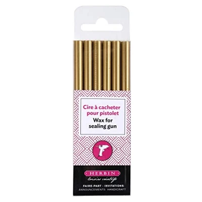 Imagen de Herbin, 35804T, Pack de 6 Barritas lacre, Especial pistola, Fabricado en Francia, Color: Oro