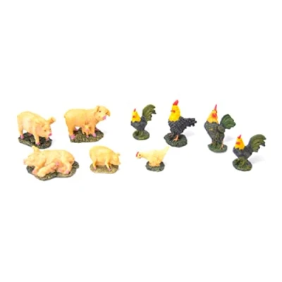 Imagen de 9 x gallinas gallos Pollos , Cerdos y lechones. figuritas de Navidad 6cm. Conjunto Escena, Figuras .Animales, Nacimiento jesús. Reyes. oficios belén. Modelos a Escala