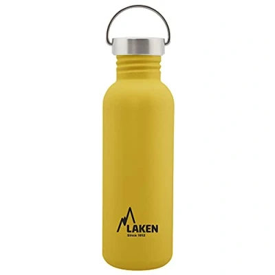 Imagen de Laken Botella de Agua Acero Inoxidable (0,75L Amarillo) con Tapón Vintage Reutilizable y Sostenible para Niños Adultos: Ideal Deporte, Escuela, Café