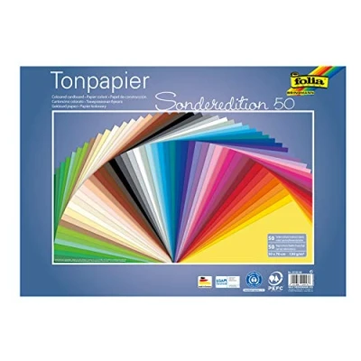 Imagen de folia 67/50 99 Papel de arcilla mezclado, aprox. 50 x 70 cm, 130 g/m², hojas surtidas en colores, para manualidades y creación creativa tarjetas, imágenes ventanas álbumes recortes