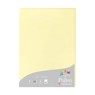 Imagen de Clairefontaine 14207C Caja de 50 hojas polen 21x29,7 cm 160g, amarillo pastel
