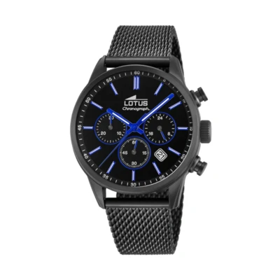 Imagen de Lotus Reloj Hombre 18700/3 Chrono Caja de Acero Inoxidable 316l Negro Correa