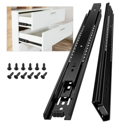 Imagen de AOLISHENG Guias Correderas Para Cajones 450mm Rieles Extensión Completa 45 KG Capacidad Carga Guías Laterales Con Rodamiento de Bolas 1 par (2 piezas)