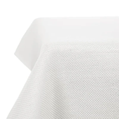 Imagen de Deconovo Mantel de Mesa Impermeable para Comedor, Efecto Lino, 132 x 229 cm, Color Blanco