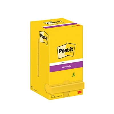 Imagen de Post It 7100290189 Notas Super Sticky Canary Adhesivas, Paquete de 12 Blocs, 76 mm x mm, Amarillo Ultra, para Listas Tareas y Recordatorios