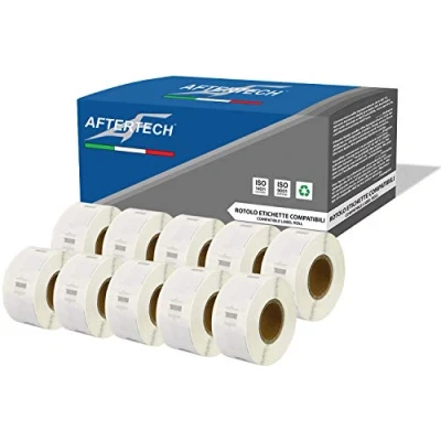 Imagen de Aftertech 10 x 11353 12 24 mm Rollos de etiquetas adhesivas compatibles (1000 etiquetas/rollo = 10.000 totales) para Dymo LabelWriter Seiko SLP impresoras S0722530