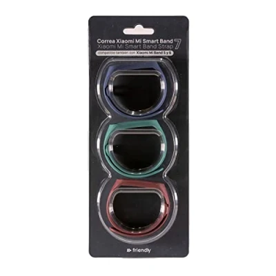 Imagen de Friendly License Pack de 3 Correas Compatibles con Xiaomi Mi Band 7 Elaboradas Silicona Resistente Colores Azul Marino, Vino y Verde Militar Pulseras Repuesto, FRSWB037