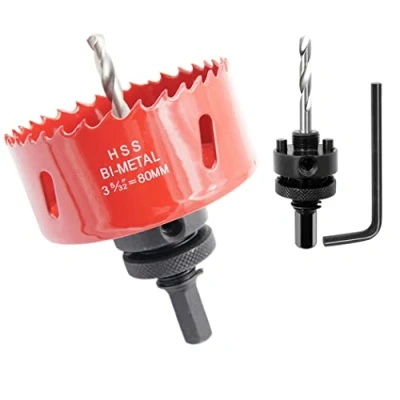 Imagen de Corona 80mm, LAIWEI Cortador de agujeros eje resistente para perforar madera, perfil aluminio, PVC y otros materiales