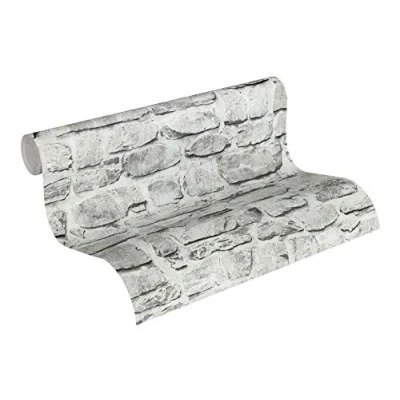 Imagen de A.S. Création Papel pintado Efecto Piedra Elements tejido no 10.05 m x 0.53 Gris Beige Fabricado en Alemania 363701 36370 1