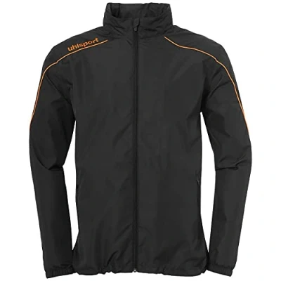 Imagen de Uhlsport Stream 22 All Weather Jacket Chaqueta Con Capucha Oculta En El Cuello Alto, Unisex adulto, Black/Fluo Orange, M
