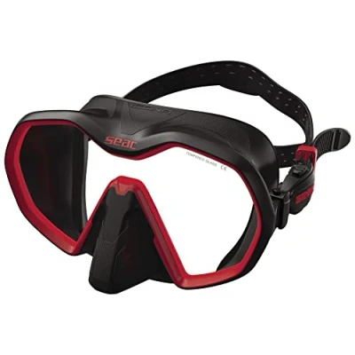 Imagen de SEAC Icona, máscara monocristal sin Marco 100% Made in Italy para Buceo, Negro/Rojo