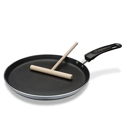 Imagen de GSW 456715 Sartén de Inducción para Crepes Rojo/Crema Aluminio 26 cm, Incluye, repartidor Masa, Aluminio, 43,7 x 26,2 2,0 2 Unidades