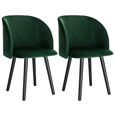 Imagen de WOLTU Silla de Comedor Pack 2, Cocina Tapizadas en Terciopelo, Sillas Ergonómicas con Respaldo y Brazos para Salón Dormitorio, Estilo Nórdico, Patas Madera, Verde Oscuro, BH121dgn 2
