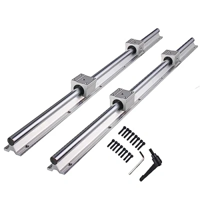 Imagen de CNCYEAH Riel lineal, 2 unidades de carriles guía 800 mm, juego deslizamiento con ejes lineal y 4 bloques rodamientos SBR20UU, guías para tornos (SBR20 mm)