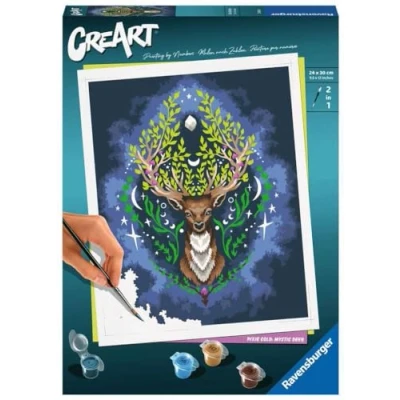 Imagen de Ravensburger 24 x 30 cm CreArt Pintura por números Pixie Cold: Mystic Deer a Partir de 12 años, Color Blanco, Mittel (23640)