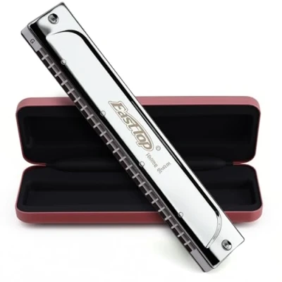 Imagen de East top 24 hoyos Professional G Tremolo Harmonica T2406S Instrumento de órgano bucal para adultos, jugadores profesionales, principiantes y estudiantes, como regalo