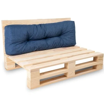 Imagen de bananair Cojines para Palets Tela Resistente, Anti UV y Repelente al Agua Muy Cómodo, Relleno de Espuma Exterior Jardín Terraza (Cojín Respaldo 120x40 cm, Azul)