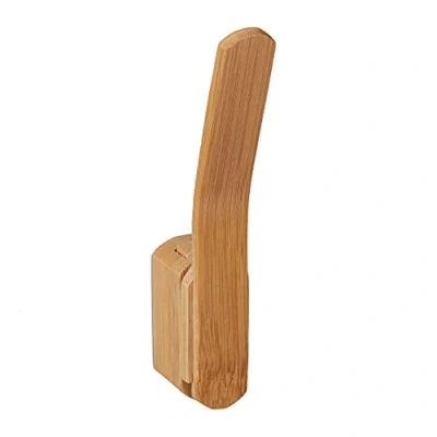 Imagen de Relaxdays Wandhaken Perchas de Pared Bambú, para Atornillar, 1 Gancho Resistente, Armario o Pasillo, 15 x 2,5 5 cm, Natural