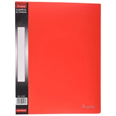 Imagen de Dohe 91403 Carpeta 30 fundas, lomo personalizable, color rojo