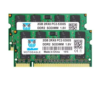 Imagen de 4GB Kit (2x2GB) PC2 5300S DDR2 667MHz 2RX8 Dual Rank 5300 667 200pin Sdram SODIMM Non ECC Unbuffered Módulo de Memoria RAM para portátiles