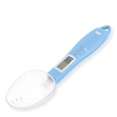 Imagen de ADE Balanza de cuchara digital precisión para cucharas báscula electrónica pesar y dosificar con 0,1 gramos también líquidos pantalla LCD azul