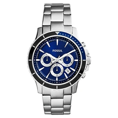 Imagen de Fossil Reloj para hombre Briggs, movimiento de cuarzo cronógrafo, 42mm caja plateada acero inoxidable con correa inoxidable, CH2927