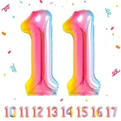 Imagen de Globos de Cumpleãnos Numeros 11 Arcoiris,101 CM Globo Gigantes Grandes Decoracion,Globo Numero Niño Niña Adultos decorazione,Vuelan con Helio