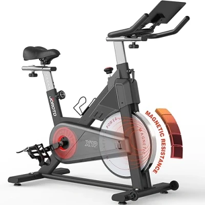 Imagen de JOROTO Bicicleta Estática Magnética, bici estatica para en Casa con transmisión por correa, manillar ajustable 4 direcciones, monitor LCD, soporte tableta extra grande, capacidad de 150 kg.