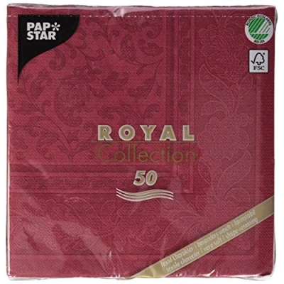 Imagen de PAPSTAR Servietten Royal 1/4 Falz 40x40cm Bordeaux Ornaments