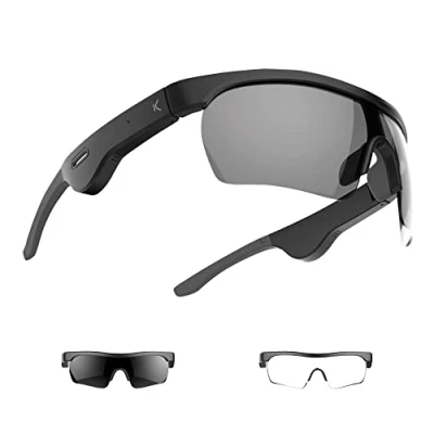Imagen de KSIX Phoenix Gafas de Sol Smart con Auriculares Inalámbricos. Resistentes al Agua. 6,5h Autonomía. Sonido Privado. deportivas. Categoría 3. Manos Libres. Doble lente