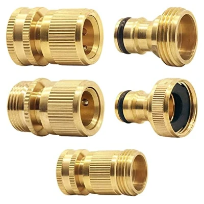 Imagen de 4 Piezas Conector Manguera Jardin Laton 3/4 Pulgada Rápido Adaptador de Grifo Boquilla Pistola Agua