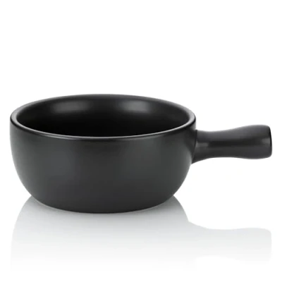 Imagen de kela 66575 Cazuela para fondue de queso, Cerámica resistente al fuego, Diámetro: 22,5 cm, 2 L, Basel, Negro