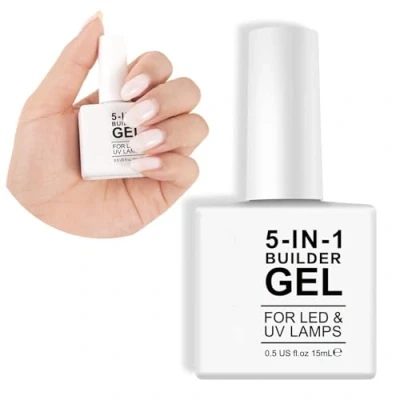 Imagen de Gel Constructor UñAs, 5 En 1, 15ml, Esmalte Fortalecedor UV/LED para Extensiones, Reparación, Refuerzo, Diseño Nail Art (Blanco)